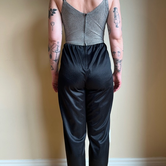 Vintage 70s metallic silver and black jumpsuit - Picture 3 of 6